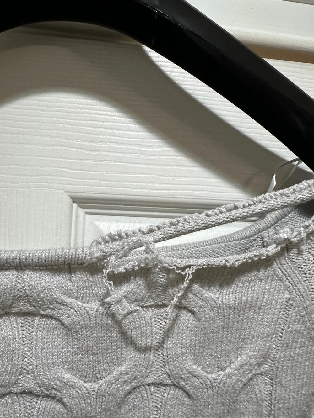 Aeropostale Light Gray Cable Off-the-Shoulder Sweater